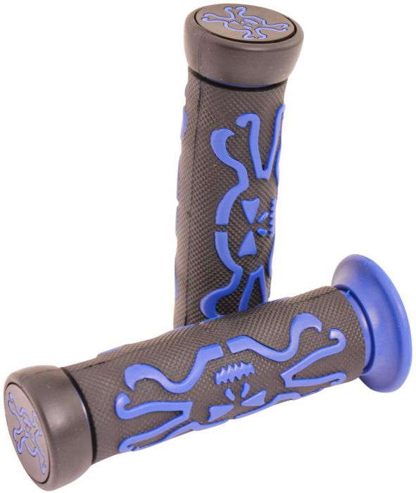 Throttle Grips - Skulls, Blue, 7/8