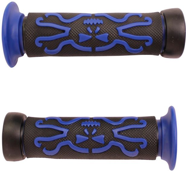 Throttle Grips - Skulls, Blue, 7/8