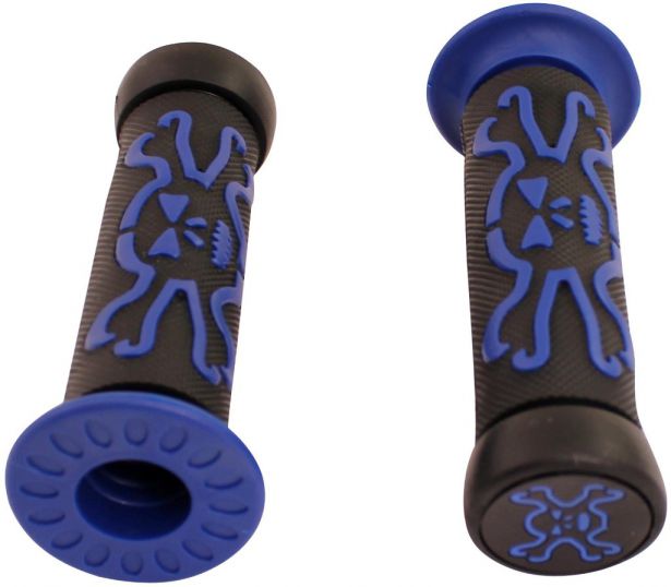 Throttle Grips - Skulls, Blue, 7/8