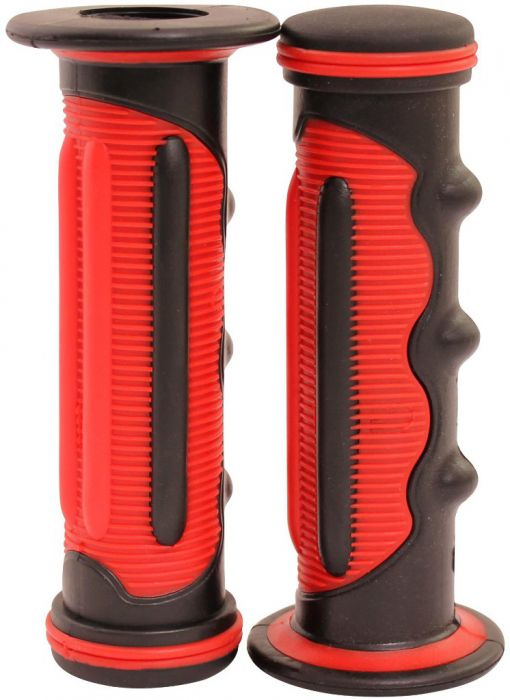 Throttle Grips - Finger Grooves, Red, 7/8