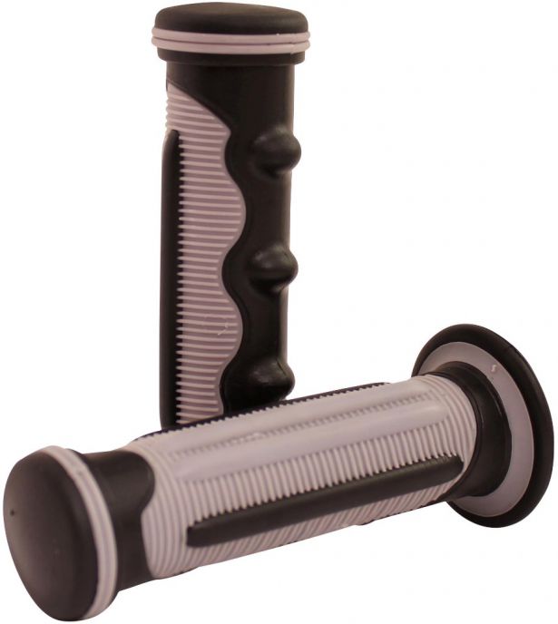 Throttle Grips - Finger Grooves, Gray, 7/8