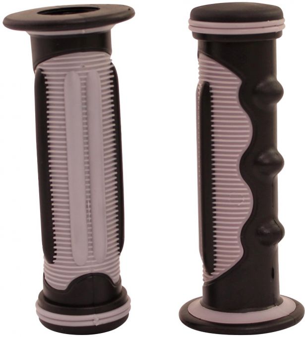 Throttle Grips - Finger Grooves, Gray, 7/8