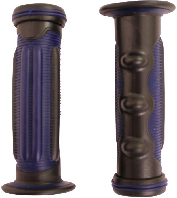 Throttle Grips - Finger Grooves, Blue, 7/8