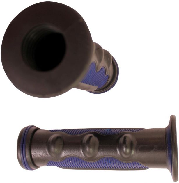 Throttle Grips - Finger Grooves, Blue, 7/8