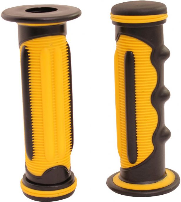 Throttle Grips - Finger Grooves, Yellow, 7/8