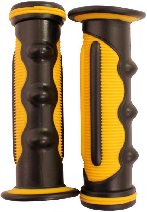 Throttle Grips - Finger Grooves, Yellow, 7/8