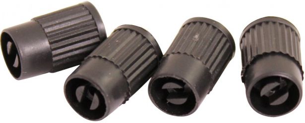 Valve Stem Caps - Standard Black Plastic (Set of 4pcs)