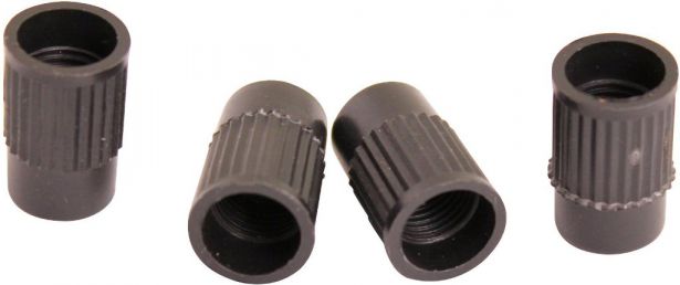 Valve Stem Caps - Standard Black Plastic (Set of 4pcs)