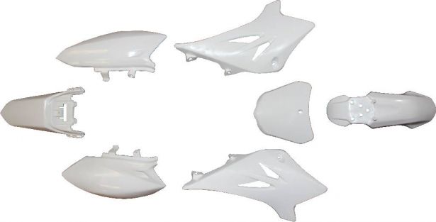 Plastic Set - 50cc, Dirt Bike, White, Yamaha, TTR50 Profile (7pcs)