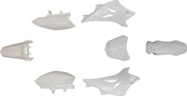 Plastic Set - 50cc, Dirt Bike, White, Yamaha, TTR50 Profile (7pcs)