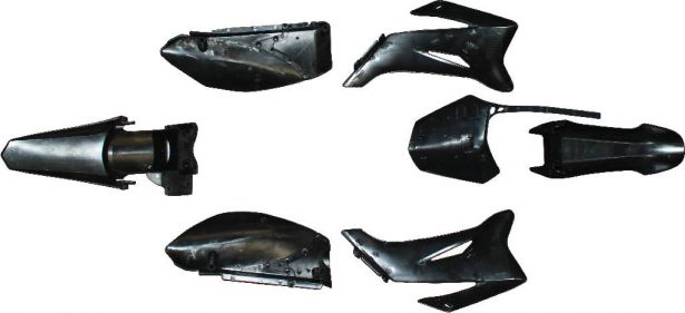 Plastic Set - 110cc, Dirt Bike, Black, Yamaha, TTR110 profile (7pcs)