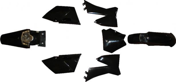 Plastic Set - 110cc, Dirt Bike, Black, KTM110 Profile (7pcs) 