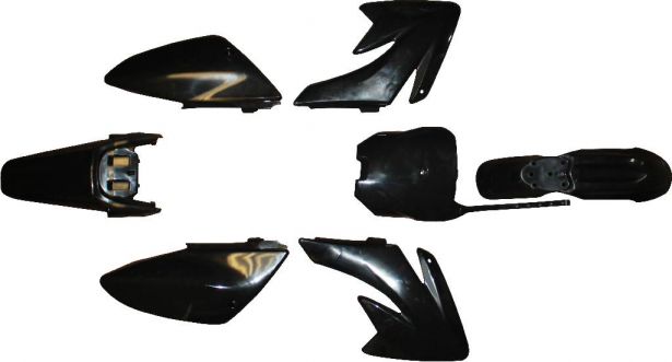 Plastic Set - Honda, 70cc, 125cc, 140cc, 150cc, 160cc, CRF70, CRF70F, Black (7pcs)