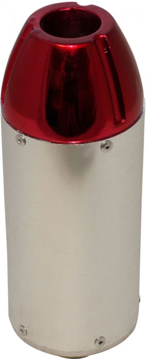 Muffler - Performance CNC, With Mounting Bracket, Chrome and Red