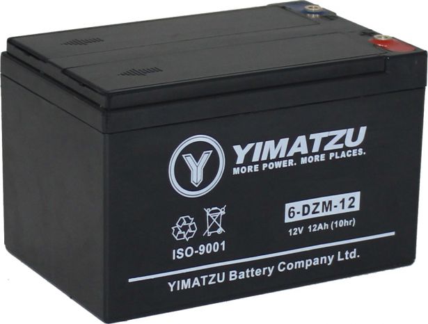 Battery - EV12120 / 6-DCM-12 / 6-DZM-12 / 6-FM-12, AGM, 12V 12Ah, Yimatzu, Threaded Terminals