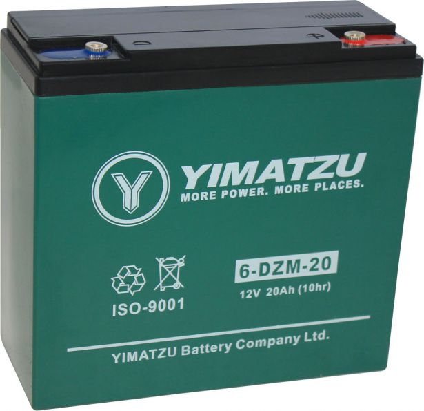 Battery - EV12200 / 6-DCM-20 / 6-DZM-20 / 6-FM-20, AGM, 12V 20Ah, Yimatzu, Threaded Terminals