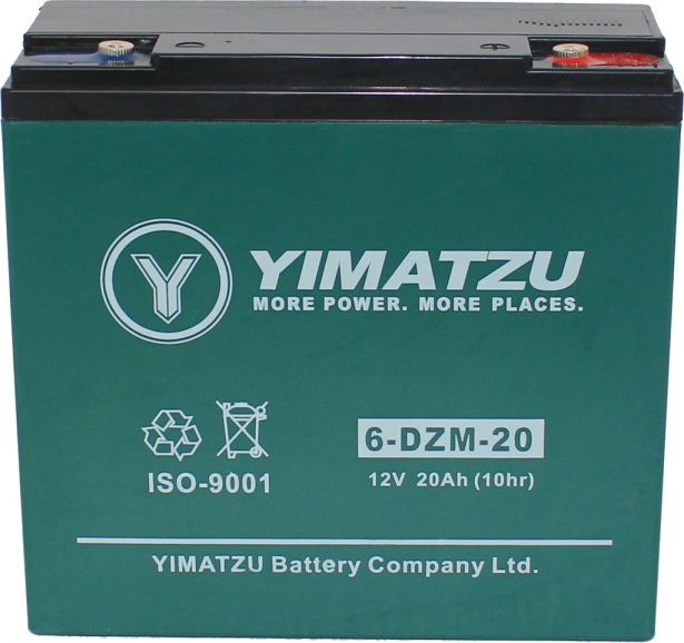 Battery - EV12200 / 6-DCM-20 / 6-DZM-20 / 6-FM-20, AGM, 12V 20Ah, Yimatzu, Threaded Terminals