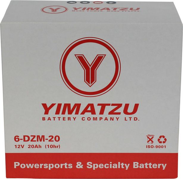 Battery - EV12200 / 6-DCM-20 / 6-DZM-20 / 6-FM-20, AGM, 12V 20Ah, Yimatzu, Threaded Terminals