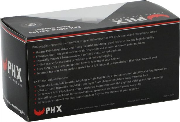 PHX GPro Series Adult Goggles - CX Race Edition - Gloss Black + Tear Off Pack (10pc)