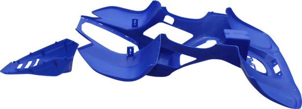 Plastic Set - 50cc to 125cc Small ATV, Blue, Gio, Apollo, Racing Style (2pc including nose piece)