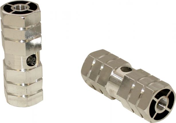 Foot Pegs - Dirt Bike, Silver, CNC Machined Lightweight (2 pcs)