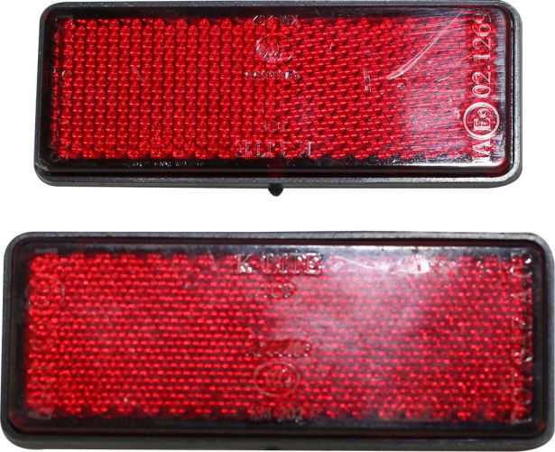 Reflector - Red with Black Base, Rectangular, A-Grade (2pcs)