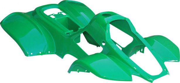 Plastic Set - 50cc to 125cc Small ATV, Green, Gio, Apollo, Racing Style (2pc including nose piece)