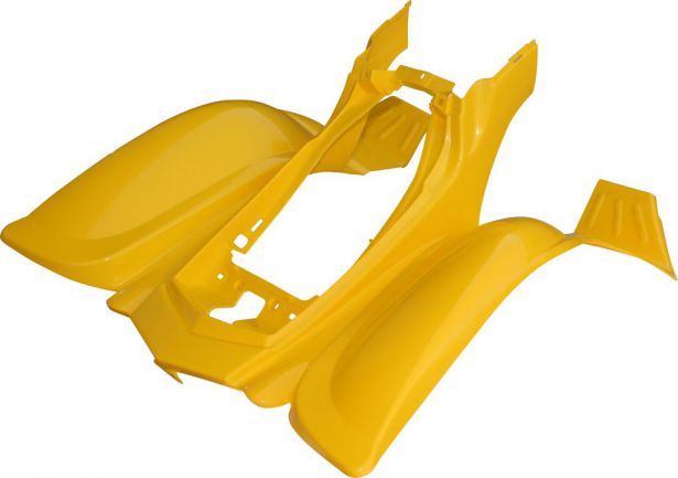 Plastic Set - 50cc to 250cc ATV, Yellow, Racing Style (5pcs: 2 big body pieces, nose piece, battery case, flap)