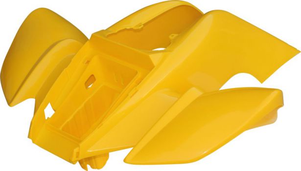 Plastic Set - 50cc to 250cc ATV, Yellow, Racing Style (5pcs: 2 big body pieces, nose piece, battery case, flap)