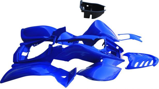 Plastic Set - 50cc to 250cc ATV, Blue, Racing Style (5pcs: 2 big body pieces, nose piece, battery case, flap)