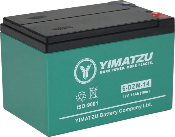 Battery - EV12140 / 6-DCM-14 / 6-DZM-14 / 6-FM-14, AGM, 12V 14Ah, Yimatzu, Threaded Terminals