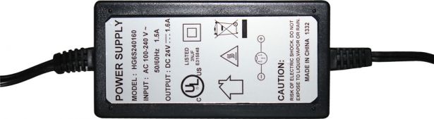 Charger - 24V, 1.6A, 3-Pin Inline Plug (Female DIN, GX16-3P)