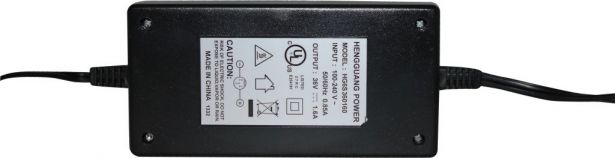 Charger - 36V, 1.6A, 3-Pin Inline Plug (Female DIN, GX16-3P), Shok Motors Amp