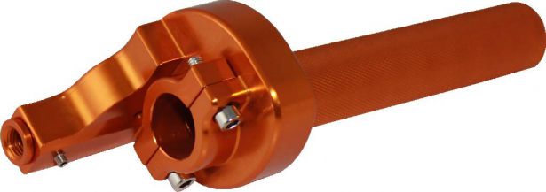 Hand Throttle - Twist Grip, CNC, 90cc to 250cc, Dirt Bike, Yimatzu Brand, Orange