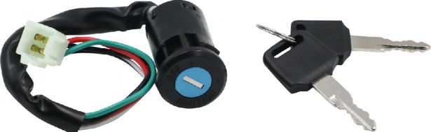 Ignition Key Switch - 4 Pin Male, 4 wire, Plastic