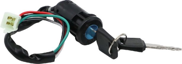 Ignition Key Switch - 4 Pin Male, 4 wire, Plastic