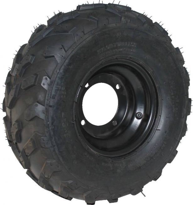 Rim and Tire Set - 16x8-7 Tire, 4 Bolt, Black Rim, ATV, Left Side