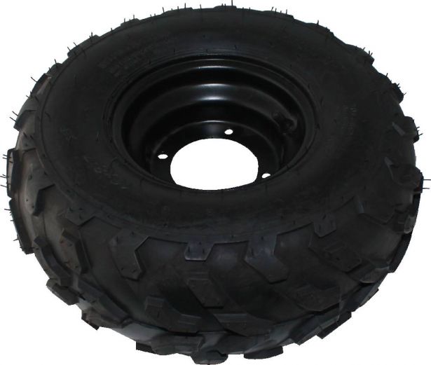 Rim and Tire Set - 16x8-7 Tire, 4 Bolt, Black Rim, ATV, Left Side