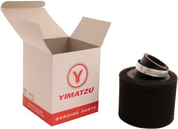 Air Filter - 35mm, Sponge, Angled, Yimatzu Brand, Black