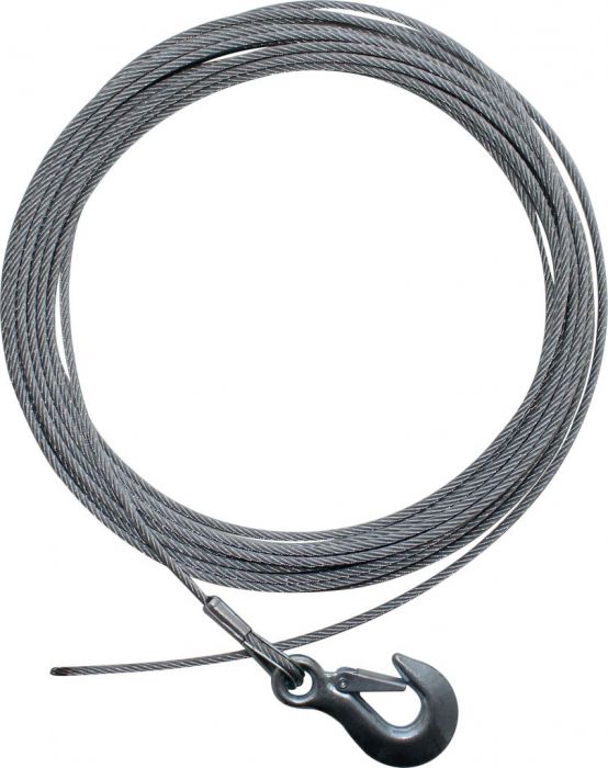 Winch Cable - Steel Braid, Latch Hook, 5mm x 14m