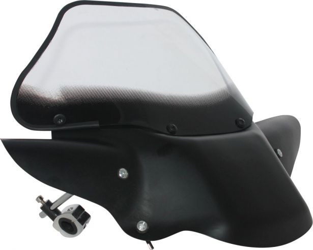 ATV Windshield - Handle Bar Mount, Black, 44cm