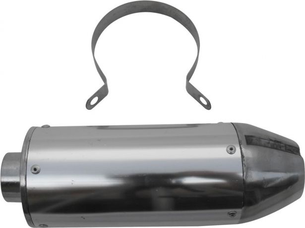 Muffler - Performance CNC, With Mounting Bracket, Chrome