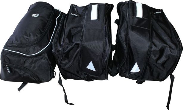 Tank Bag - Rack Bag Combo, Black (3 Piece Set)