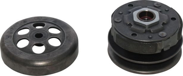 Clutch - Drive Pulley with Clutch Bell, Yamaha, JOG 90, 2 Stroke, 16 Spline