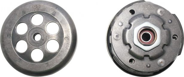 Clutch - Drive Pulley with Clutch Bell, Yamaha, JOG 90, 2 Stroke, 16 Spline