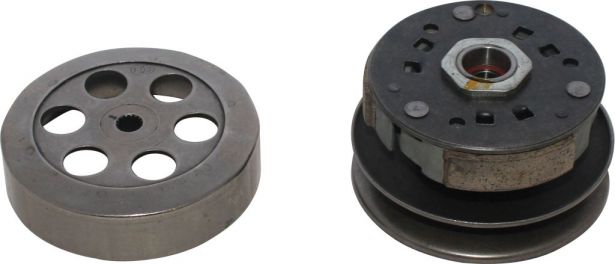 Clutch - Drive Pulley with Clutch Bell, Yamaha, MIO 110, 16 Spline