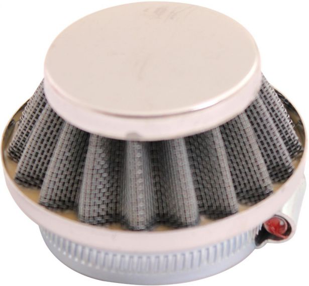 Air Filter - 44mm to 46mm, Conical, Small Stack (30mm), 2 Stroke, Yimatzu Brand, Chrome