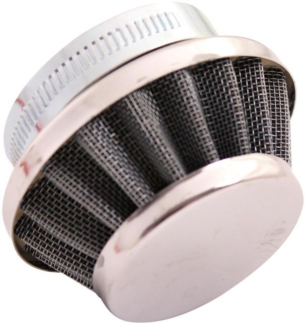 Air Filter - 44mm to 46mm, Conical, Small Stack (30mm), 2 Stroke, Yimatzu Brand, Chrome