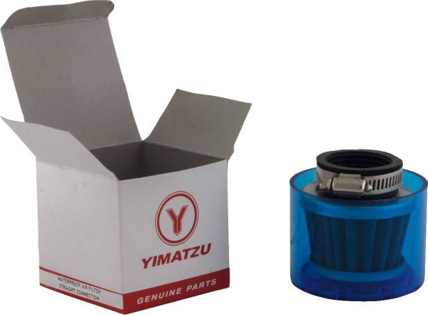 Air Filter - 35mm, Conical, Waterproof, Straight, Yimatzu Brand, Blue