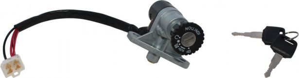 Ignition Key Switch - Vento Zip, 4 pin Male, Steering Lock